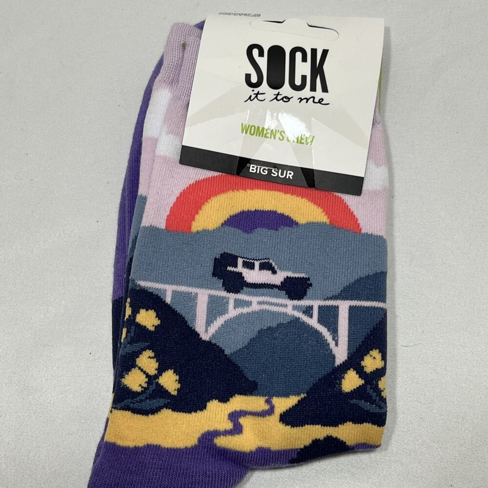 Sock It To Me Big Sur Crew Socks W Shoe Size 5-10 M 3.5-8.5 Orca Whale Rainbow